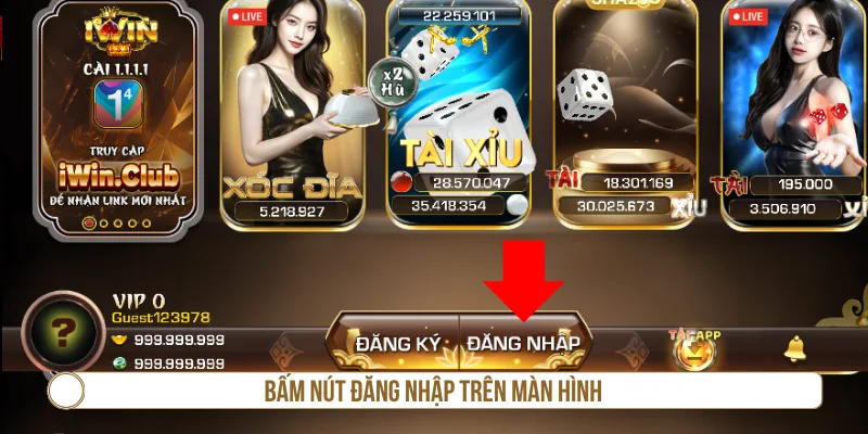 Bet thủ bấm nút Đăng nhập trên màn hình 