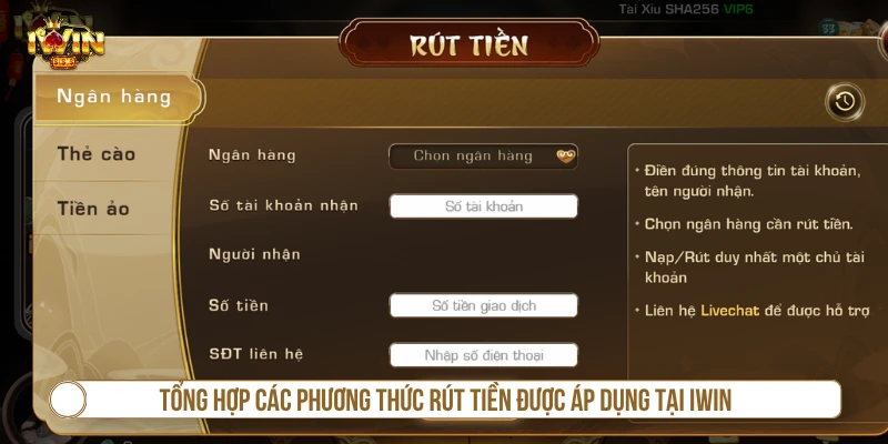 Tổng hợp các phương thức rút tiền được áp dụng tại IWIN